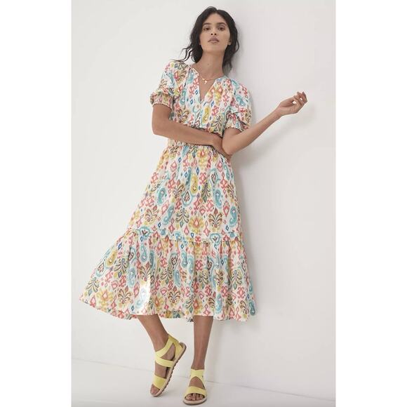 Anthropologie Women’s Felipa Midi Maxi Dress Ikat Print Size Medium - Picture 2 of 7